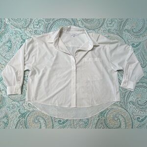 Chico’s Women’s White Crop Blouse Size 3 (18/20, XL) Boxy Fit